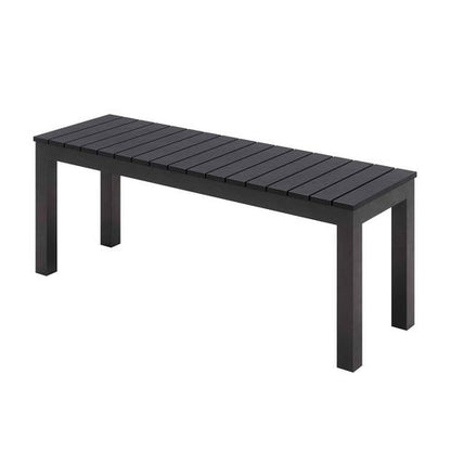 Eveleen Outdoor Patio Table With Two Black Powder-coated Polymer Chairs And Two Benches, 32 X 55, Gray