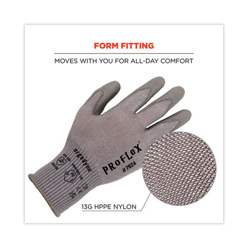 Proflex 7024 Ansi A2 Pu Coated Cr Gloves, Gray, Small, Pair