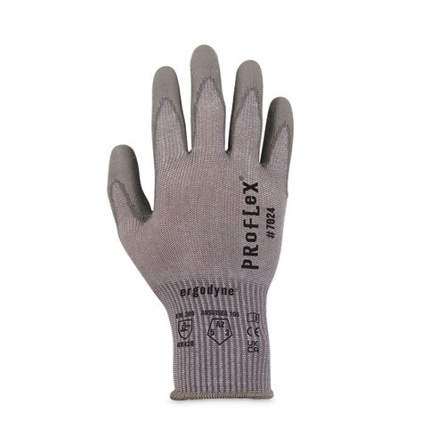 Proflex 7024 Ansi A2 Pu Coated Cr Gloves, Gray, Small, Pair