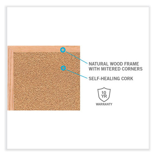 Natural Cork Bulletin Board With Wood Frame, 120.5" X 48.5", Tan Surface, Oak Finished Wood Frame