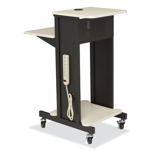 Premium Presentation Cart, 4 Shelves, 18" X 30" X 40.5", Ivory/black