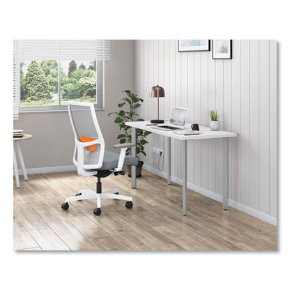 Ignition 2.0 4-way Stretch Mid-back Task Chair, Orange Adjustable Lumbar Support, Basalt Seat, Fog Back, White Base