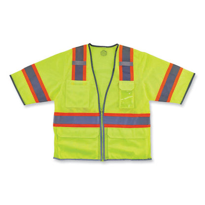 Glowear 8346z Class 3 Two-tone Hi-vis Surveyor Zipper Vest, 2x-large/3x-large, Lime