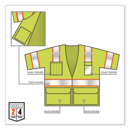 Glowear 8346z Class 3 Two-tone Hi-vis Surveyor Zipper Vest, 2x-large/3x-large, Lime