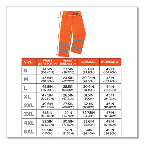 Glowear 8925 Class E Hi-vis Thermal Pants, 5x-large, Orange