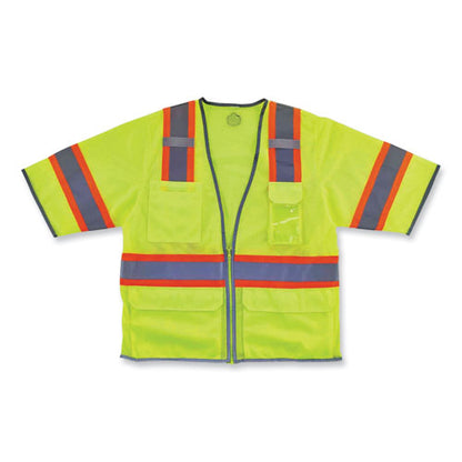 Glowear 8346z Class 3 Two-tone Hi-vis Surveyor Zipper Vest, 4x-large/5x-large, Lime