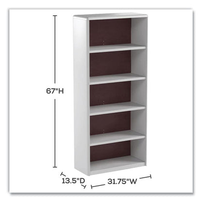 Valuemate Economy Bookcase, Five-shelf, 31.75w X 13.5d X 67h, Gray