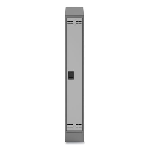 Single Sloped Metal Locker Hood Addition, 12w X 18d X 6h, Gray