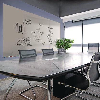 Aria Low-profile Frameless Magnetic Glassboard, 48" X 36", Gray Surface