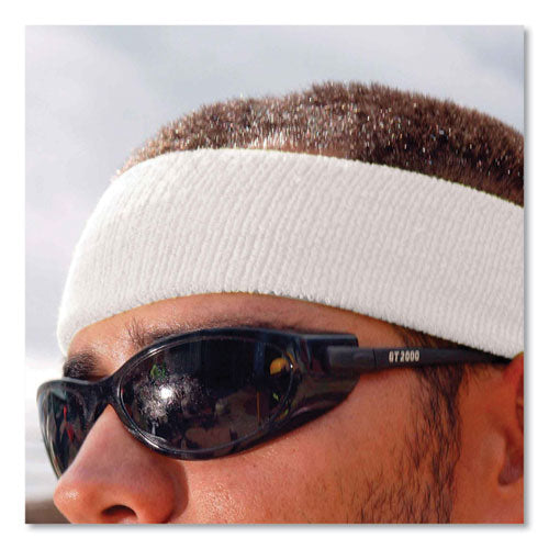 Chill-its 6550 Head Terry Cloth Sweatband, Cotton Terry, One Size Fits Most, White