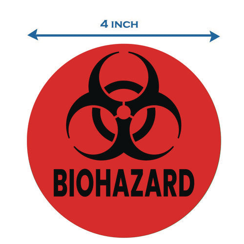 Vinyl Decals, Biohazard, 4" Diameter, Red/black, 3/pack