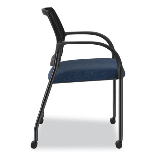 Ignition Series Guest Chair With Arms, 25" X 21.75" X 33.5", Navy Seat, Black Back, Black Base