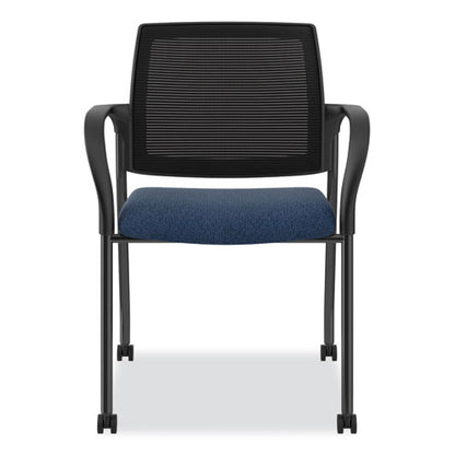 Ignition Series Guest Chair With Arms, 25" X 21.75" X 33.5", Navy Seat, Black Back, Black Base