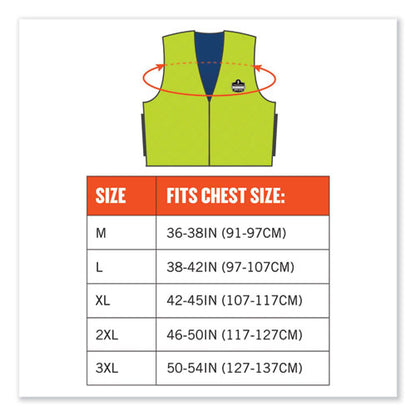 Chill-its 6665 Embedded Polymer Cooling Vest With Zipper, Nylon/polymer, X-large, Lime