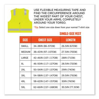 Glowear 8249z-s Single Size Class 2 Economy Surveyors Zipper Vest, Polyester, 4x-large, Lime