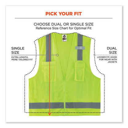 Glowear 8249z-s Single Size Class 2 Economy Surveyors Zipper Vest, Polyester, 3x-large, Lime