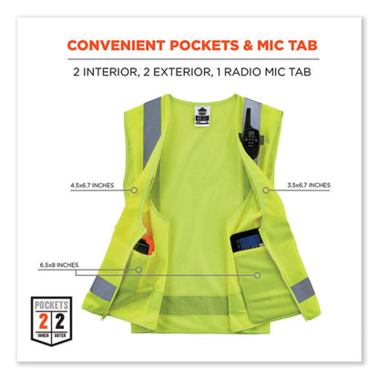 Glowear 8249z-s Single Size Class 2 Economy Surveyors Zipper Vest, Polyester, X-large, Lime