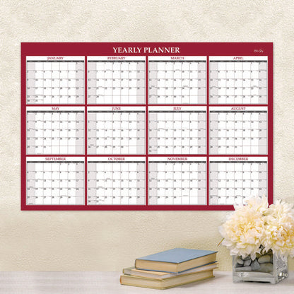 Classic Red Laminated Erasable Wall Calendar, 48 X 32, White/red/gray Sheets, 12-month (jan To Dec): 2025