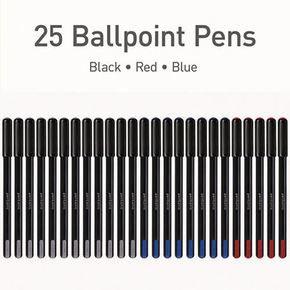 Pentonic Fine Point Ballpoint Pens, 0.7 Mm, Assorted Ink Colors, Black Barrel, 25/pack