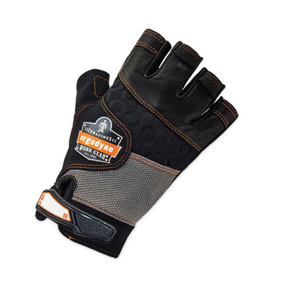 Proflex 901 Half-finger Leather Impact Gloves, Black, Small, Pair