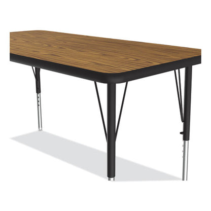 Adjustable Activity Table, Rectangular, 48" X 24" X 19" To 29", Medium Oak Top, Black Legs, 4/pallet