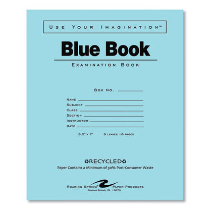 Recycled Exam Book, Wide/legal Rule, Blue Cover, (8) 8.5 X 7 Sheets, 600/carton