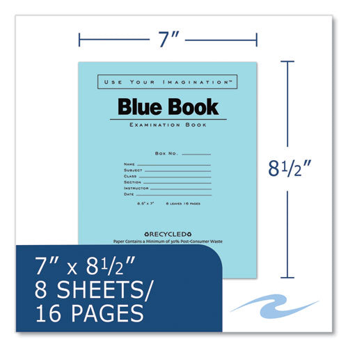 Recycled Exam Book, Wide/legal Rule, Blue Cover, (8) 8.5 X 7 Sheets, 600/carton