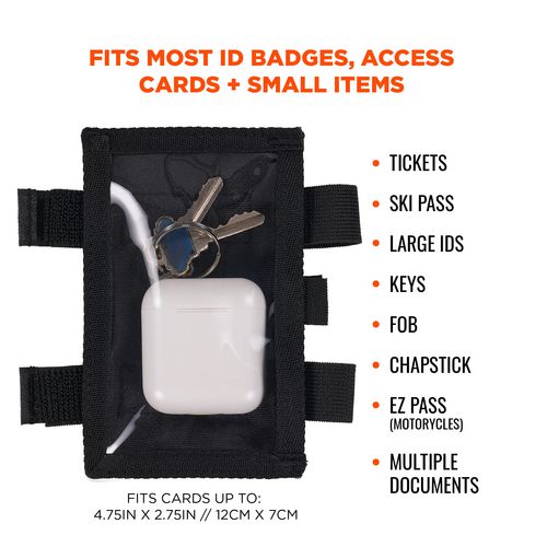 Squids 3390 Dual Band Arm Id/badge Holder With Hook-and-loop Closure, Vertical, Black, 3.75 X 5.75, 2.75 X 4.75 Insert