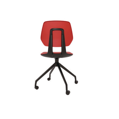 Commute Guest Chair, Supports Up To 275 Lbs, 19" Seat Height, Red Seat, Red Back, Black Base