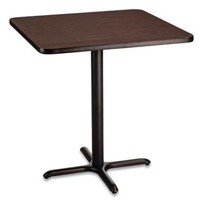 Cafe Table, 36w X 36d X 36h, Square Top/x-base, Mahogany Top, Black Base