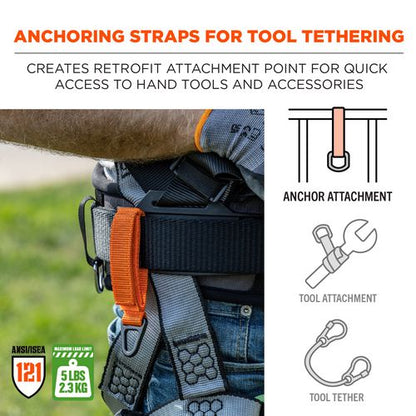 Squids 3172 Anchor Strap Hook And Loop Closure For Tool Tethering, 5 Lb Max Working Capacity, 5" Long, Orange, 2/pack