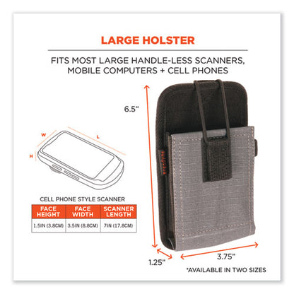 Squids 5542 Phone Style Scanner Holster With Belt Loop, Large, 1 Compartment, 3.75 X 1.25 X 6.5, Polyester, Gray