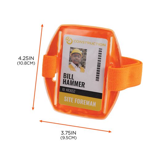 Squids 3386 Arm Band Id/badge Holder, Vertical, Orange 3.75 X 4.25 Holder, 2.5 X 4 Insert