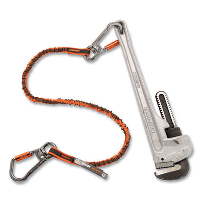 Squids 3119f(x) Tool Lanyard With Swiveling Aluminum Carabiners, 25 Lb Max Working Capacity, 38" To 48" Long, Orange/gray