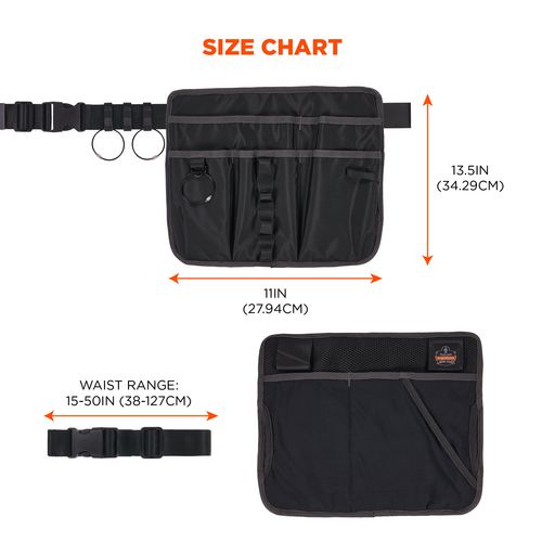 Arsenal 5715 Cleaning Apron Pouch With Pockets, 10 Compartments, 11 X 13.5, Nylon, Black