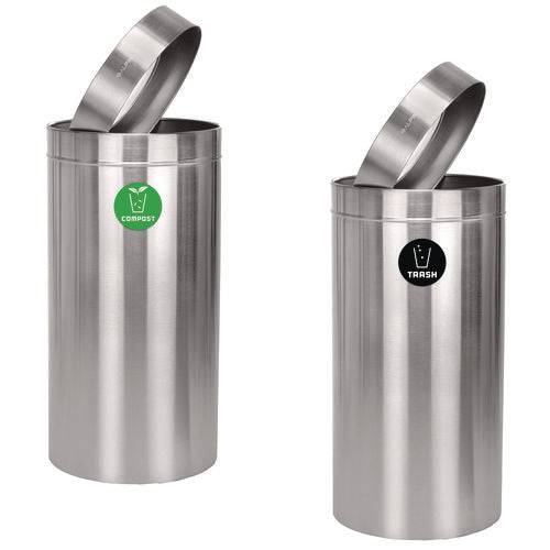 27 Gallon Stainless Steel Compost Bin And Trash Can, Brushed Stainless Steel