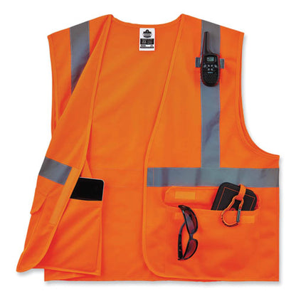 Glowear 8225hl Class 2 Standard Solid Hook And Loop Vest, Polyester, Orange, 4x-large/5x-large