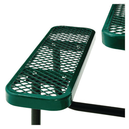 Expanded Steel Picnic Table, Square, 81 X 81 X 29.5, Green Top, Green Base/legs