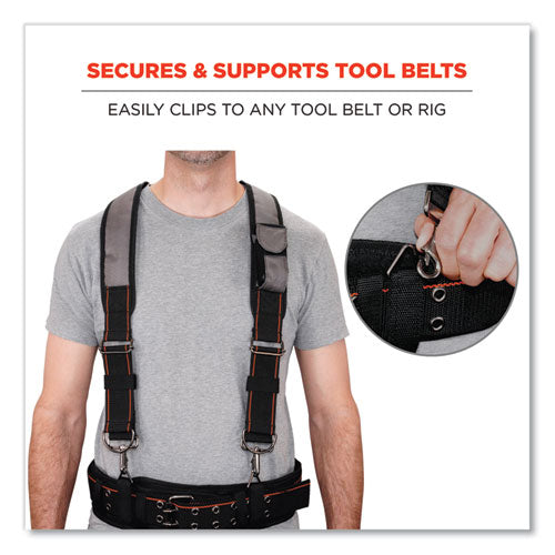 Arsenal 5560 Padded Tool Belt Suspenders, 36" To 48" Waist, 3" Wide, Polyester, Gray