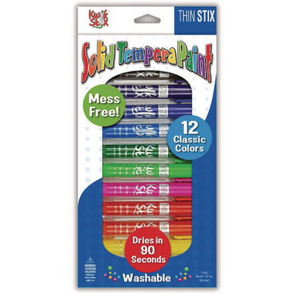 Thin Stix Tempera Paint Set, 12 Assorted Classic Colors, 12/set, 12 Sets/carton