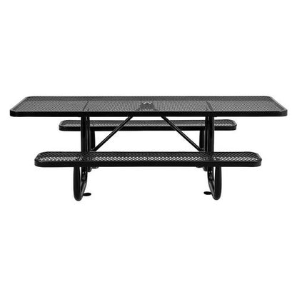 Ada Compliant Expanded Steel Picnic Table, Rectangular, 96 X 60 X 29.5, Black Top And Base