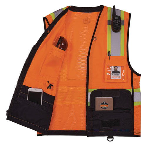 Glowear 8251hdz Class 2 Two-tone Hi-vis Safety Vest, Small To Medium, Orange