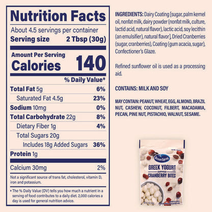 Greek Yogurt Dipped Cranberry Bites, Cranberry/yogurt, 5 Oz Bag, 12/carton