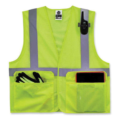 Glowear 8220hl Class 2 Standard Mesh Hook And Loop Vest, Polyester, 2x-large/3x-large, Lime