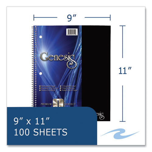 Genesis Notebook, 1-subject, Medium/college Rule, Randomly Assorted Cover Color, (100) 11 X 9 Sheets, 12/carton