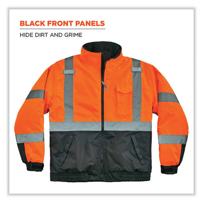 Glowear 8377 Class 3 Hi-vis Quilted Bomber Jacket, Orange, 2x-large