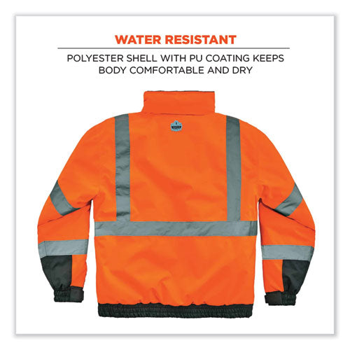 Glowear 8377 Class 3 Hi-vis Quilted Bomber Jacket, Orange, 5x-large