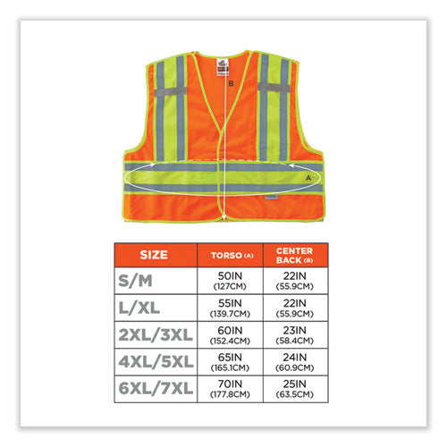 Glowear 8245psv Class 2 Public Safety Vest, Polyester, 2x-large/3x-large, Orange