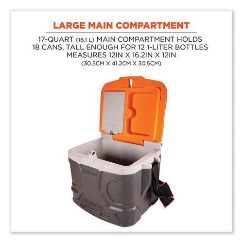 Chill-its 5170 17-quart Industrial Hard Sided Cooler, Orange/gray, 30/pallet