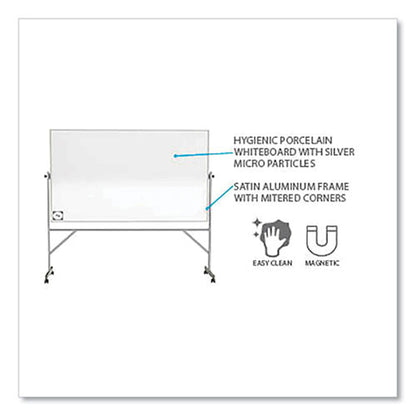 Reversible Magnetic Hygienic Porcelain Whiteboard With Aluminum Frame, 48" X 36", White Surface, Satin Aluminum Frame